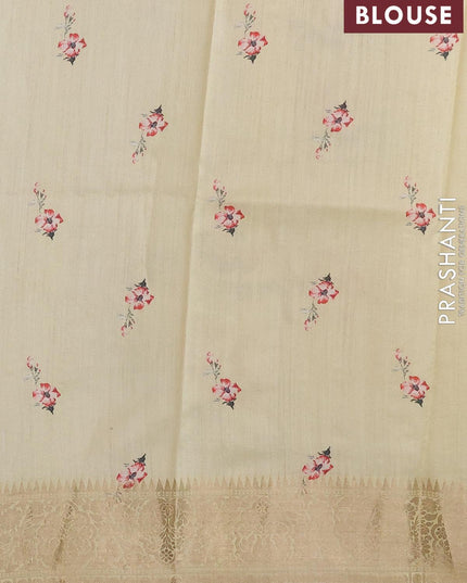 Pure organza silk saree yellow shade with allover floral prints and zari woven border - {{ collection.title }} by Prashanti Sarees