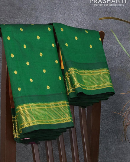 Pure paithani silk saree green and red shade with allover zari woven buttas and zari woven border - {{ collection.title }} by Prashanti Sarees