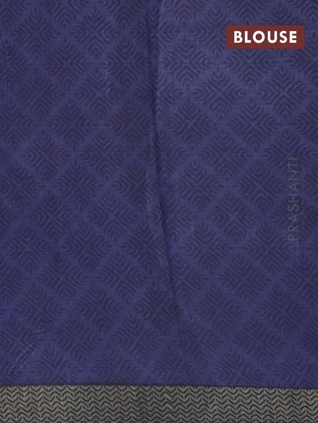 Pure Pashmina silk saree blue and black with allover geometric prints and woven border - {{ collection.title }} by Prashanti Sarees
