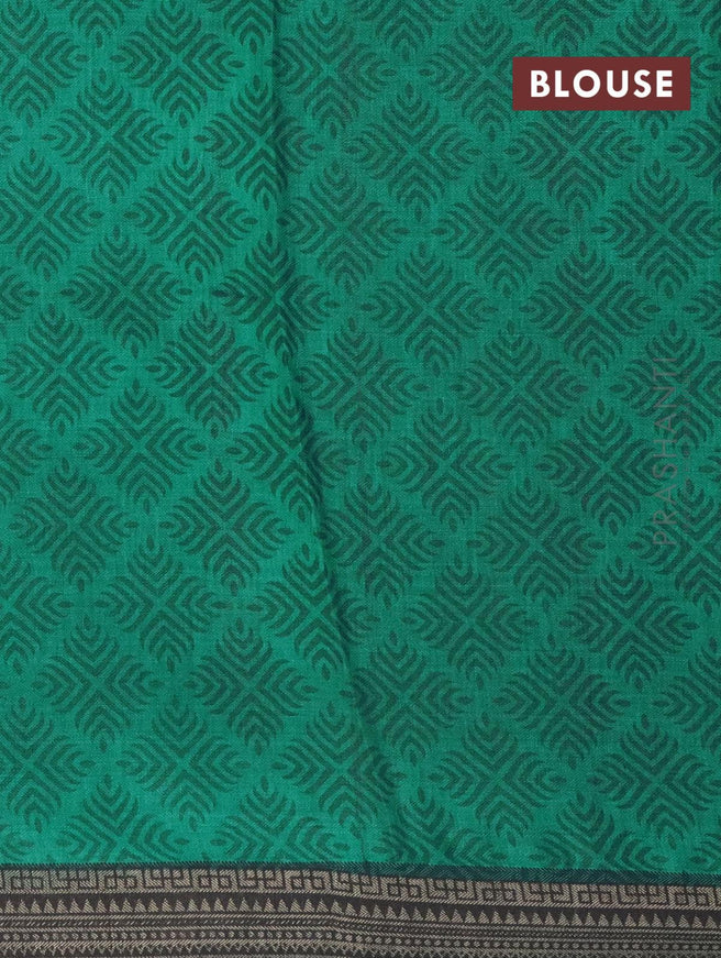 Pure Pashmina silk saree cream teal green and black with allover prints and woven border - {{ collection.title }} by Prashanti Sarees