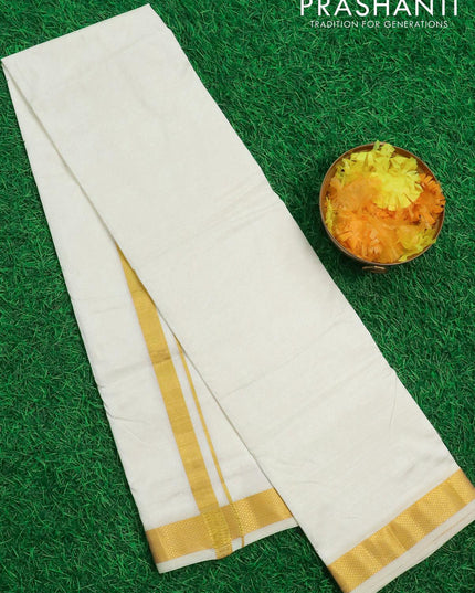 Pure silk dhoti 8 muzham with zari woven border - {{ collection.title }} by Prashanti Sarees