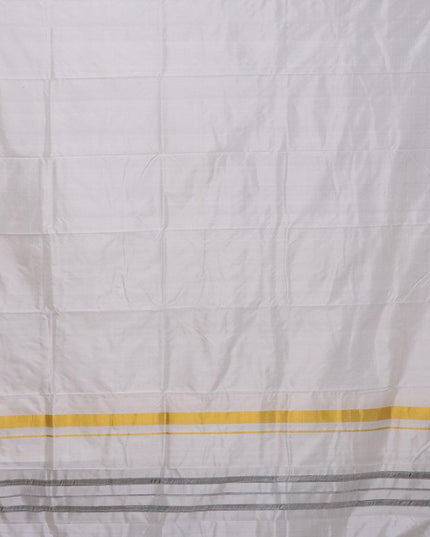 Pure silk dhoti 8 x 4 off white with zari woven border - {{ collection.title }} by Prashanti Sarees