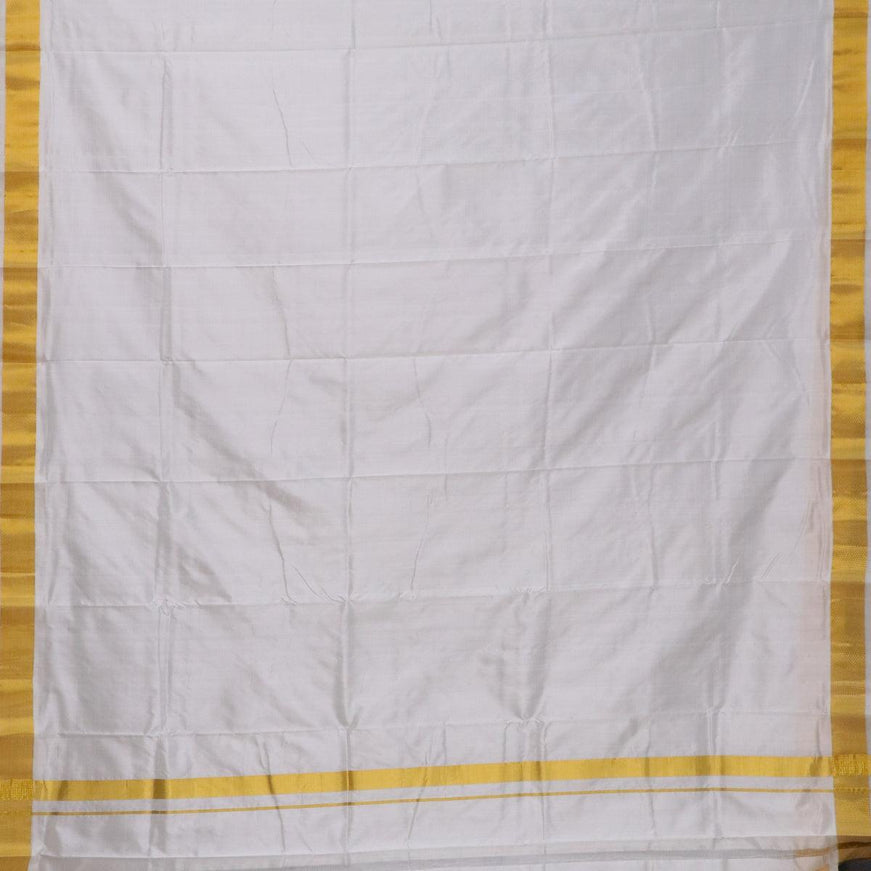 Pure silk dhoti 8 x 4 off white with zari woven border - {{ collection.title }} by Prashanti Sarees