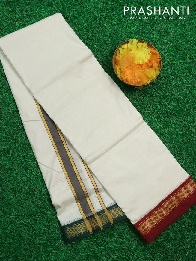Pure silk dhoti 9 x 5 with mayilkan border - {{ collection.title }} by Prashanti Sarees