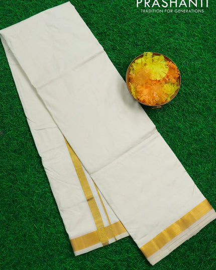 Pure silk dhoti 9 x 5 with small zari woven border - {{ collection.title }} by Prashanti Sarees