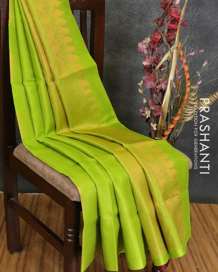 Pure soft silk saree light green and maroon with allover copper zari box type buttas in borderless style - {{ collection.title }} by Prashanti Sarees