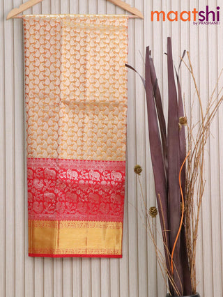 Pure tissue silk kids lehenga dual shade of gold and red with allover paisley zari weaves and long rich zari woven border - for 6 to 10 years