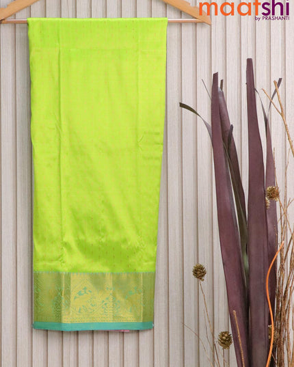 Pure tissue silk kids lehenga flourescent green and cs blue with allover zari woven butta weaves and rich zari woven border - for 3 to 5 years - {{ collection.title }} by Prashanti Sarees