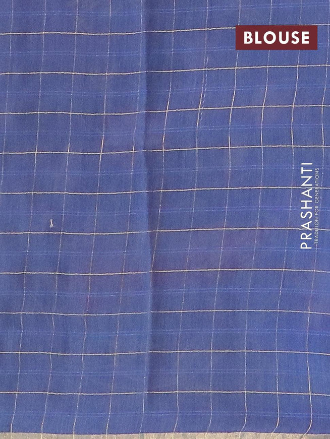 Pure tissue silk saree blue shade with allover pichwai prints and small zari woven piping border - {{ collection.title }} by Prashanti Sarees