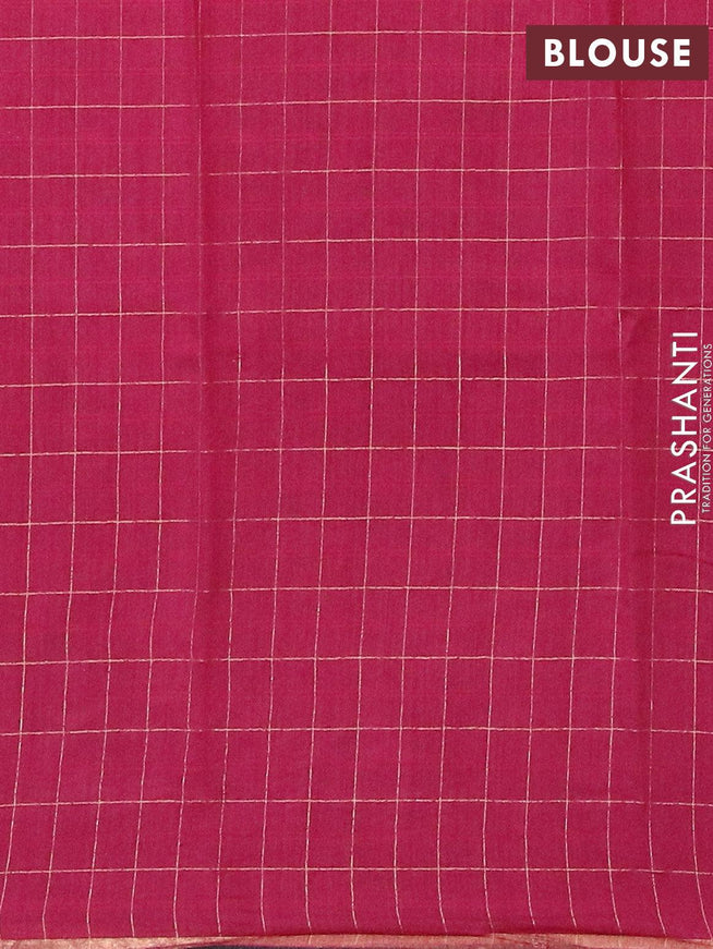 Pure tissue silk saree dark pink with pichwai prints and small zari woven piping border - {{ collection.title }} by Prashanti Sarees