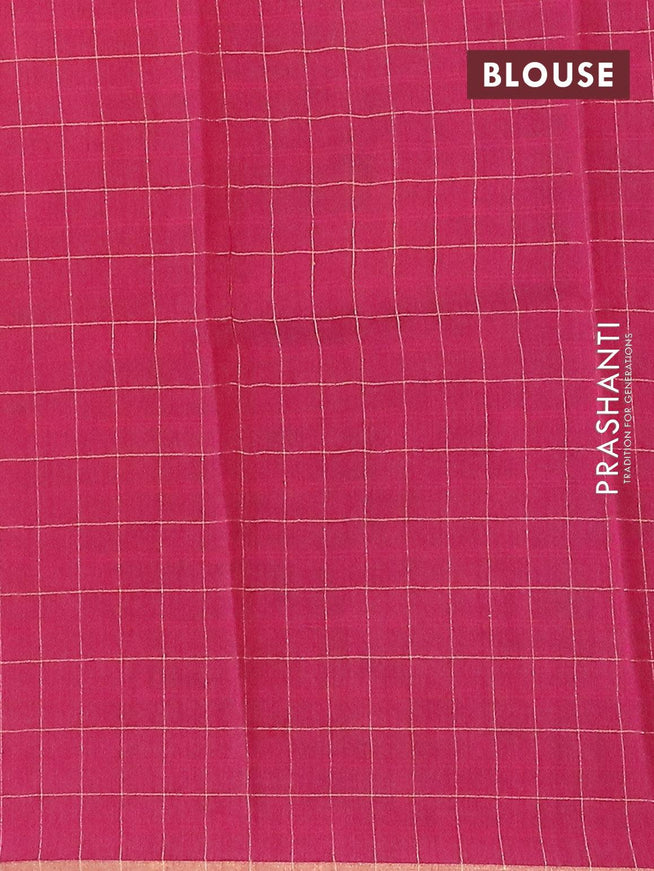Pure tissue silk saree magenta pink with allover pichwai prints and small zari woven piping border - {{ collection.title }} by Prashanti Sarees