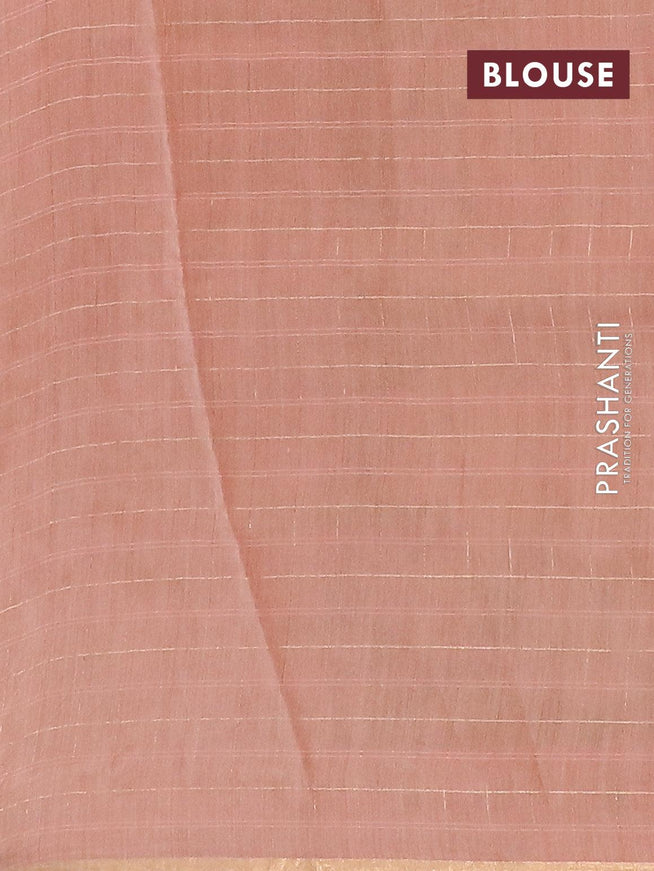Pure tissue silk saree pastel peach with allover pichwai prints and small zari woven piping border - {{ collection.title }} by Prashanti Sarees