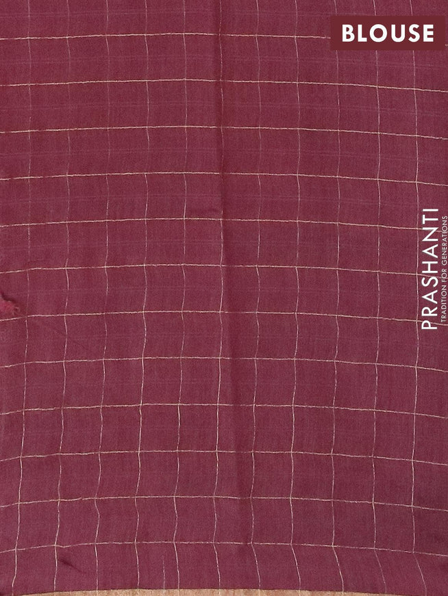 Pure tissue silk saree wine shade with allover pichwai prints and small zari woven piping border - {{ collection.title }} by Prashanti Sarees