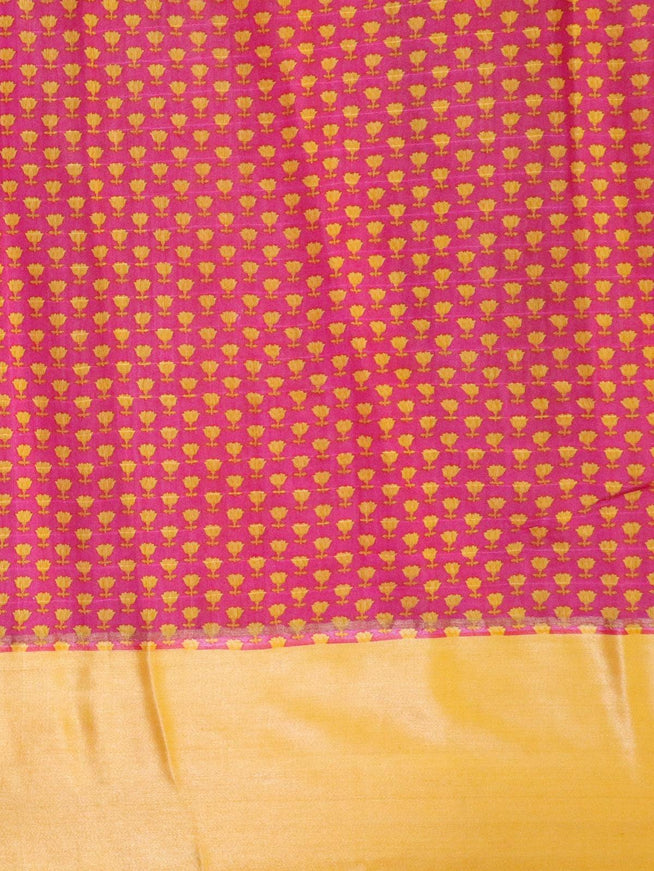 Pure tussar georgette saree pink with plain body and printed border - {{ collection.title }} by Prashanti Sarees