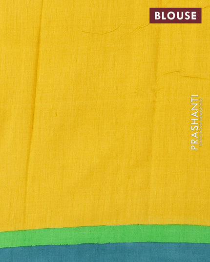 Pure tussar silk saree cream and light green with tie & dye prints and printed border - {{ collection.title }} by Prashanti Sarees