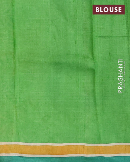 Pure tussar silk saree cream and mustard yellow with allover tie & dye prints and printed border - {{ collection.title }} by Prashanti Sarees