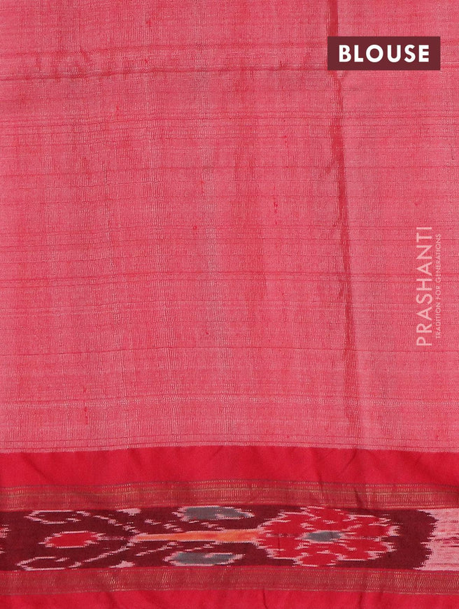 Pure tussar silk saree elephant grey and red with allover floral printrs and vidarbha border BOQ2332 - {{ collection.title }} by Prashanti Sarees