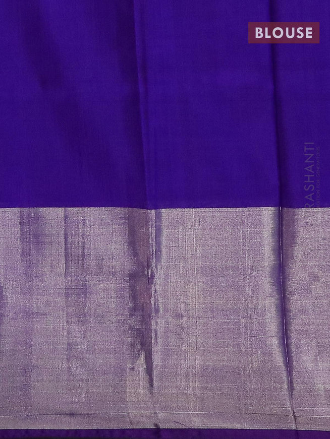 Pure uppada silk saree light blue and royal blue with silver zari woven annam buttas and long silver zari woven border - {{ collection.title }} by Prashanti Sarees
