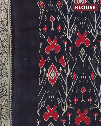 Raw silk saree maroon and black with allover ikat prints & zari buttas and long zari woven border - {{ collection.title }} by Prashanti Sarees