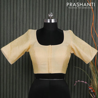 Readymade brocade blouse cream with allover brocade weaves and back knot