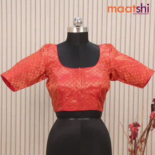 Readymade brocade blouse maroon with allover copper zari weaves and back knot