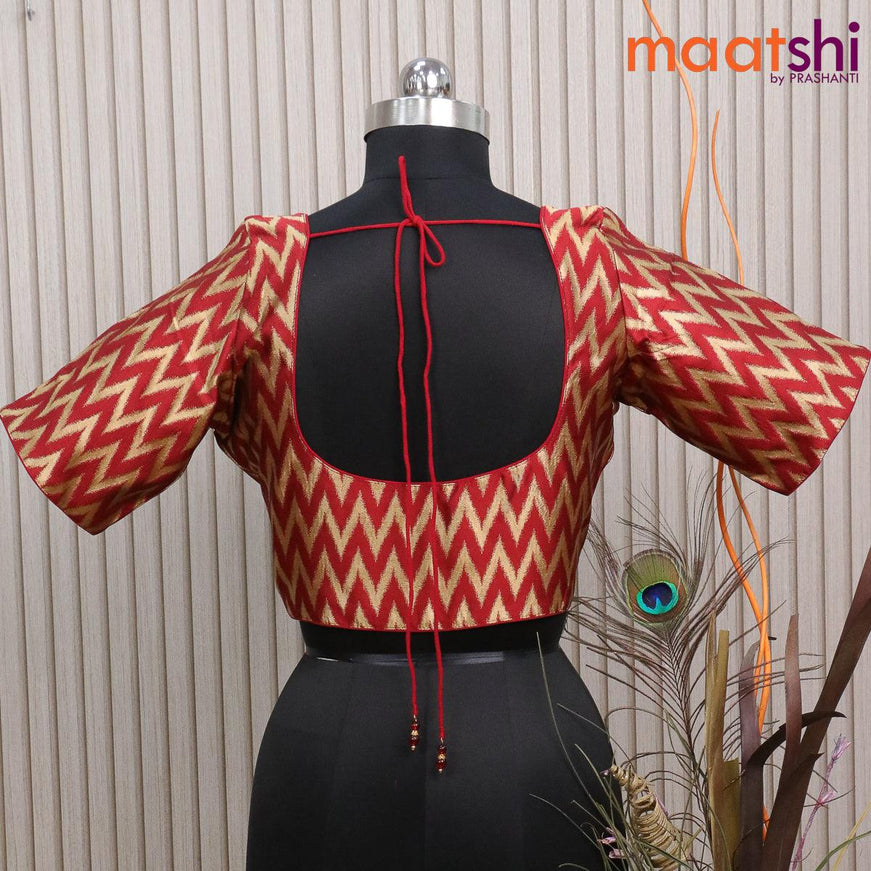 Readymade brocade blouse maroon with allover ikat weaves and back knot - {{ collection.title }} by Prashanti Sarees