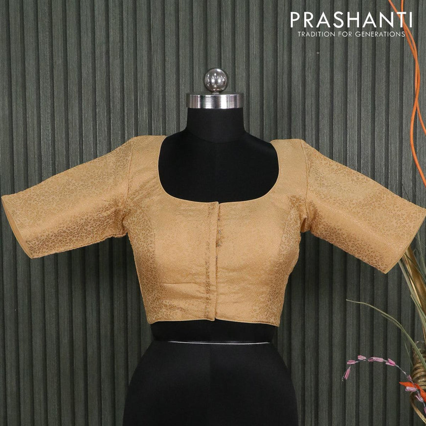 Readymade brocade blouse sandal with allover zari weaves and back knot - {{ collection.title }} by Prashanti Sarees