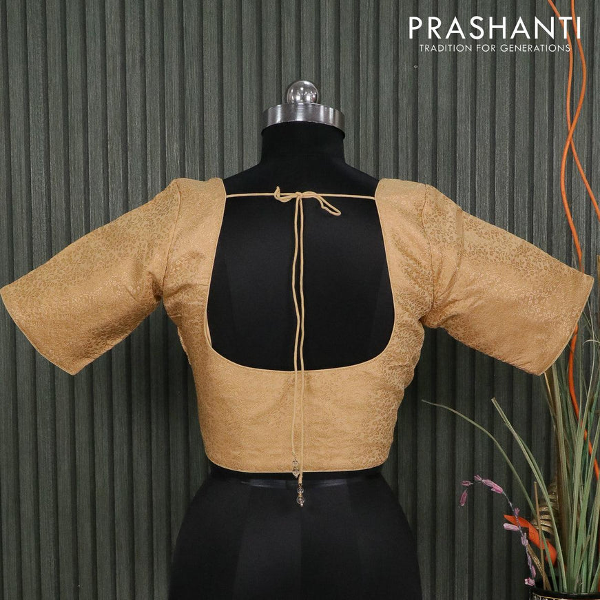 Readymade brocade blouse sandal with allover zari weaves and back knot - {{ collection.title }} by Prashanti Sarees