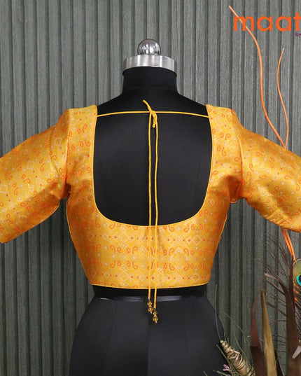 Readymade brocade blouse yellow with allover bandhani zari weaves and back knot - {{ collection.title }} by Prashanti Sarees