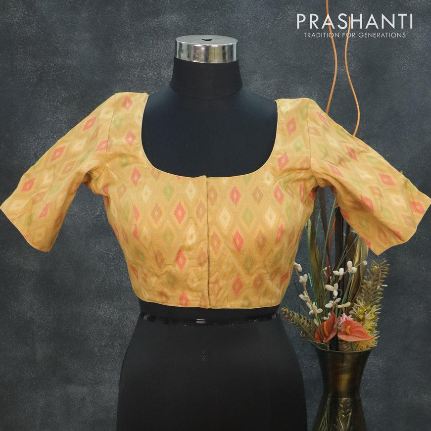 Readymade cotton blouse sandal with allover ikat weaves and back knot - {{ collection.title }} by Prashanti Sarees