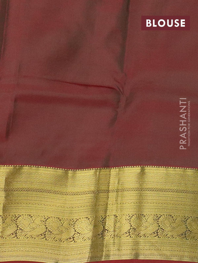 Roopam silk saree green and maroon with plain body and annam zari woven border - {{ collection.title }} by Prashanti Sarees