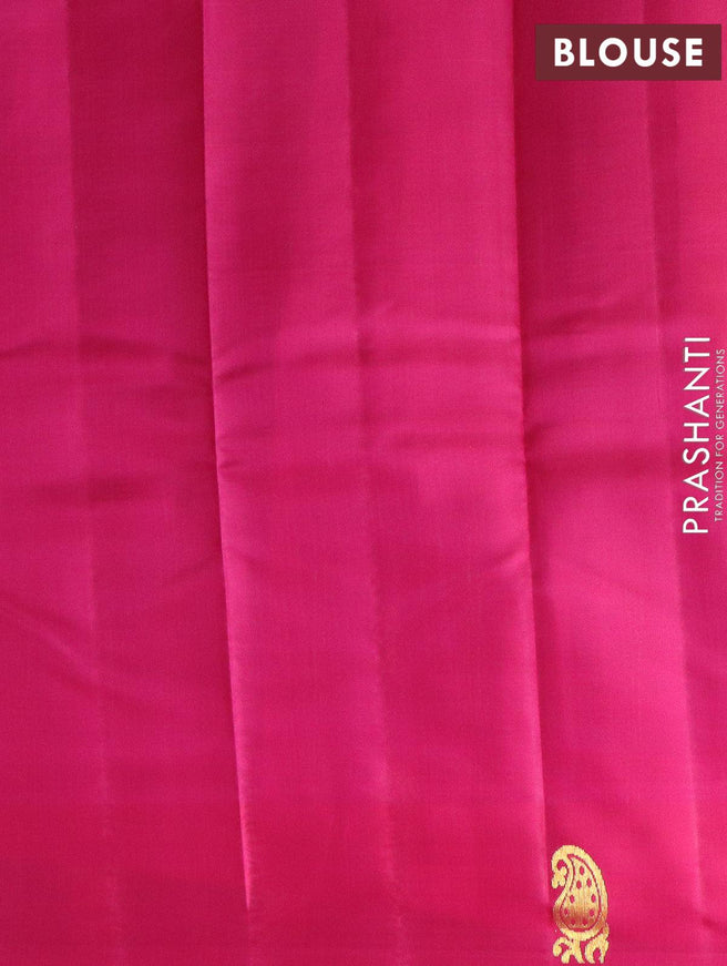 Roopam silk saree light green and pink with zari woven buttas and zari woven paisley butta border - {{ collection.title }} by Prashanti Sarees