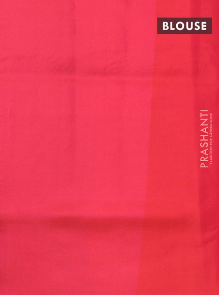 Roopam silk saree royal blue and dual shade of orangish pink with copper zari woven buttas in borderless style - {{ collection.title }} by Prashanti Sarees