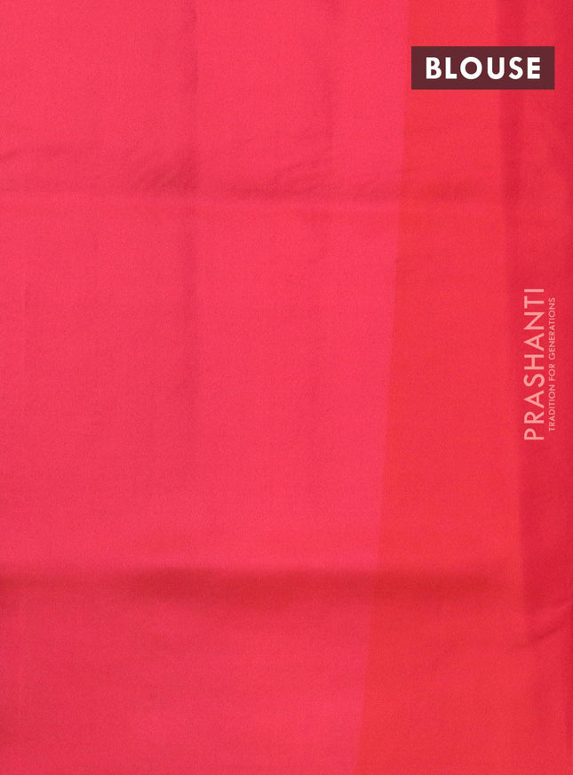 Roopam silk saree royal blue and dual shade of orangish pink with copper zari woven buttas in borderless style - {{ collection.title }} by Prashanti Sarees