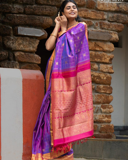 Amber x Maanga - Pure Kanjivaram Silk Saree with White Gold Zari main image 1