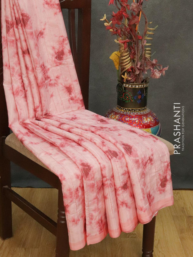 Satin crepe saree baby pink with tie & dye prints and sequence work - {{ collection.title }} by Prashanti Sarees
