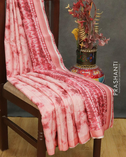 Satin crepe saree baby pink with tie & dye prints and sequence work - {{ collection.title }} by Prashanti Sarees