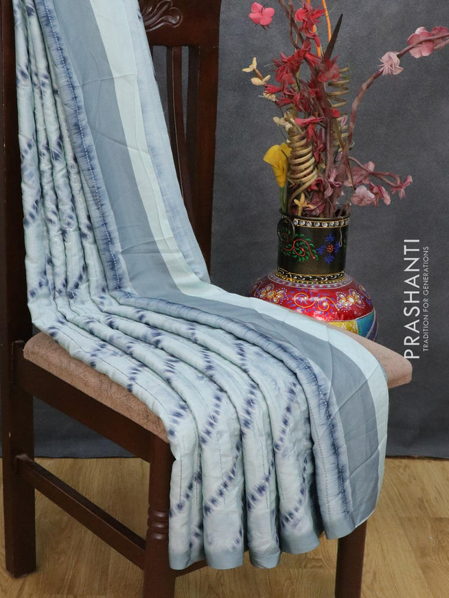 Satin crepe saree greyish green with tie & dye prints and sequence work - {{ collection.title }} by Prashanti Sarees
