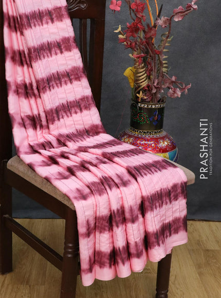Satin crepe saree light pink and maroon with tie & dye prints and sequence work - {{ collection.title }} by Prashanti Sarees