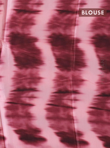 Satin crepe saree light pink and maroon with tie & dye prints and sequence work - {{ collection.title }} by Prashanti Sarees