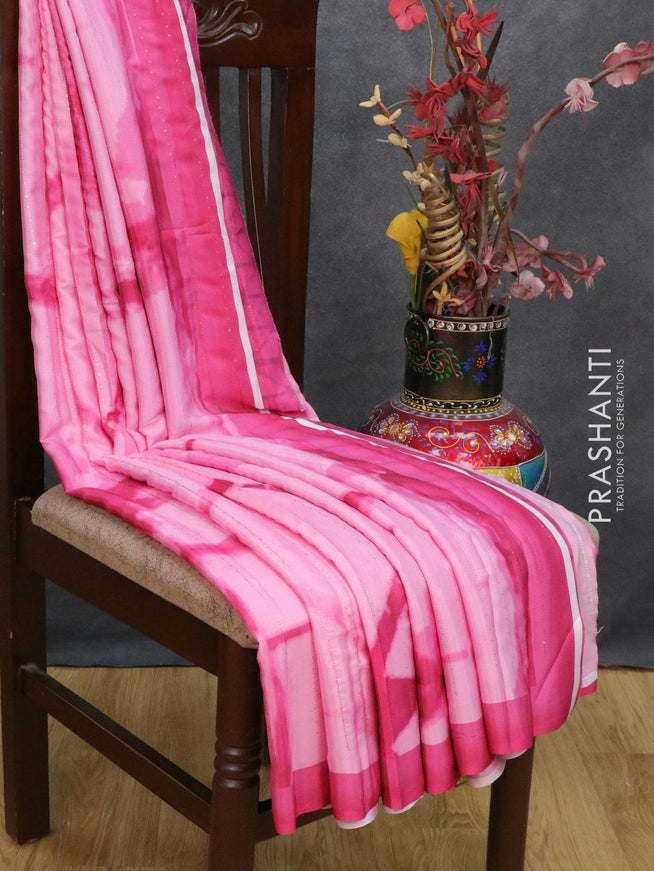 Satin crepe saree light pink and pink with tie & dye prints and sequence work - {{ collection.title }} by Prashanti Sarees