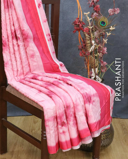 Satin crepe saree light pink and red shade with tie & dye prints and sequence work - ZVH8056 - {{ collection.title }} by Prashanti Sarees