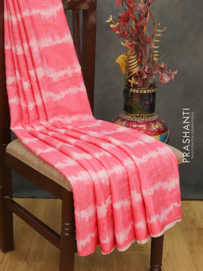 Satin crepe saree light pink with tie & dye prints and sequence work - {{ collection.title }} by Prashanti Sarees
