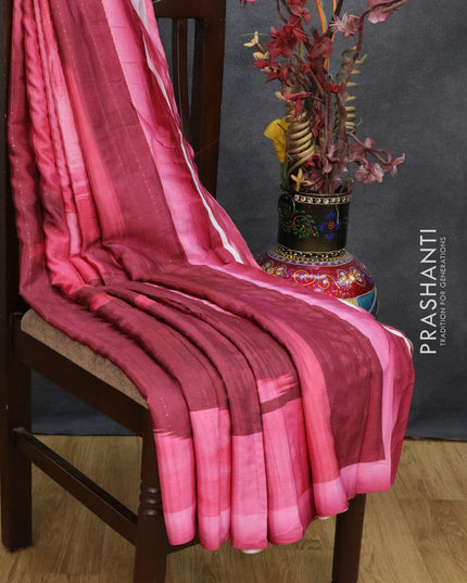 Satin crepe saree maroon shade and light pink shade with tie & dye prints and sequence work - {{ collection.title }} by Prashanti Sarees