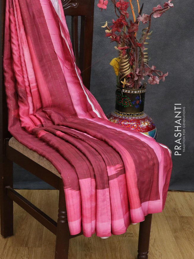 Satin crepe saree maroon shade and light pink shade with tie & dye prints and sequence work - {{ collection.title }} by Prashanti Sarees