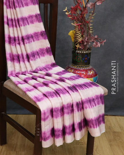 Satin crepe saree off white and purple shade with tie & dye prints and sequence work - {{ collection.title }} by Prashanti Sarees