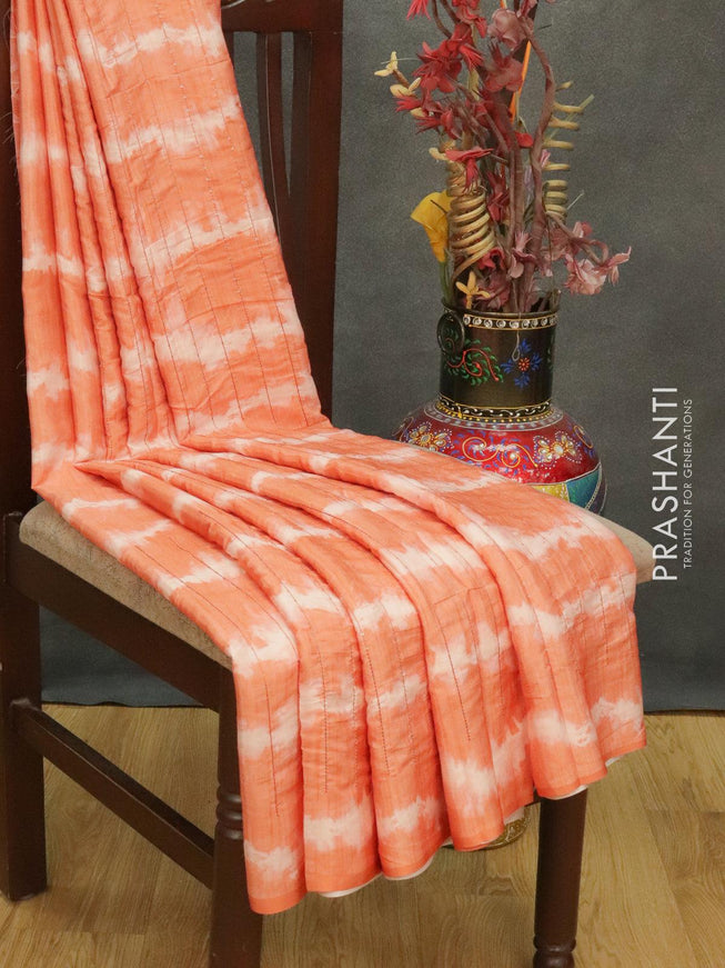 Satin crepe saree pale orange with tie & dye prints and sequence work - ZVH8016 - {{ collection.title }} by Prashanti Sarees