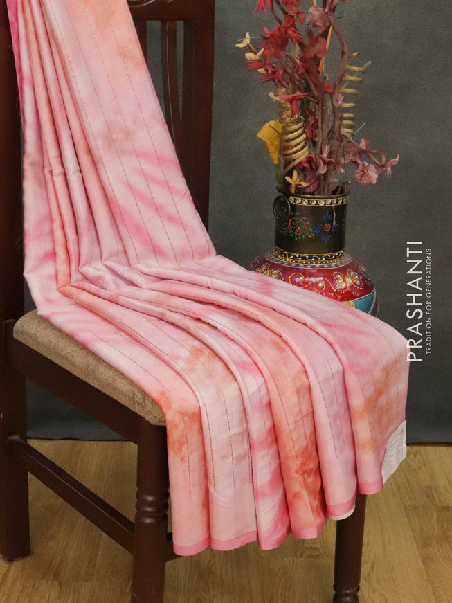 Satin crepe saree pastel pink with tie & dye prints and sequence work - {{ collection.title }} by Prashanti Sarees