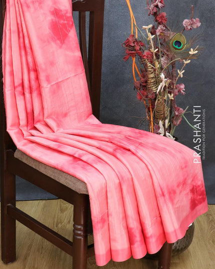 Satin crepe saree peach pink with tie & dye prints and sequence work - {{ collection.title }} by Prashanti Sarees