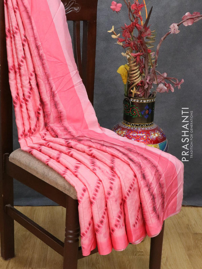 Satin crepe saree peach pink with tie & dye prints and sequence work - {{ collection.title }} by Prashanti Sarees